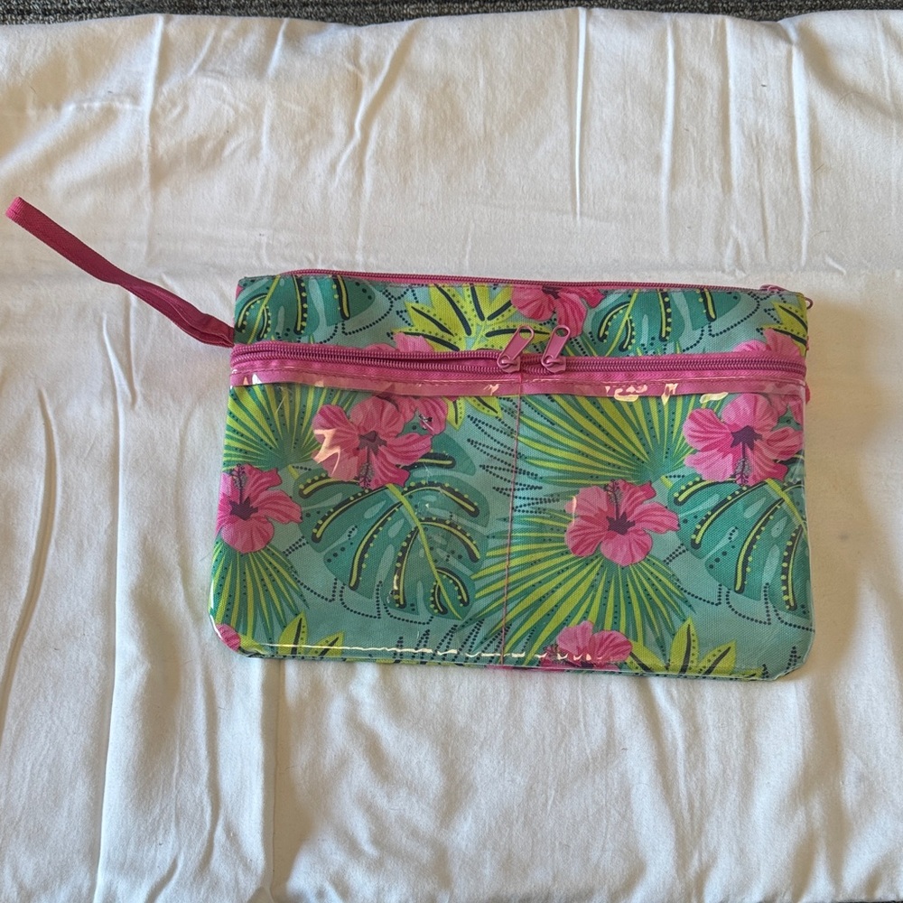Tropical Floral Clutch - Pink and Green